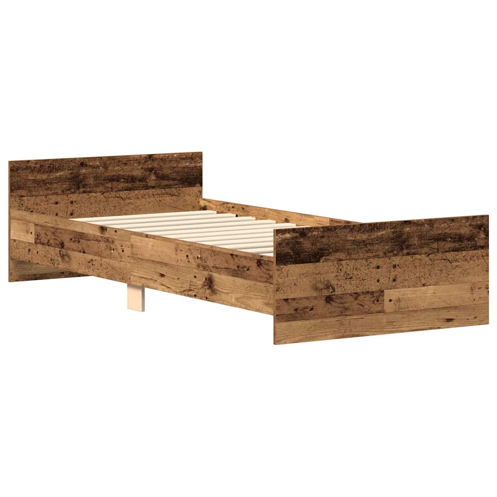 Bed Frame without Mattress Old Wood 90x190 cm Single Engineered Wood